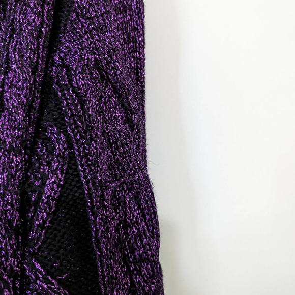 RtA Purple Metallic Distressed Cableknit Cardigan Sweater Size Medium Preowned - Picture 6 of 9